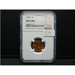 1948 Lincoln Cent NGC MS66 RED NGC Price Guide $135