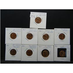 (9) 1967 Lincoln Cent Minor Mint Errors Part of a Large Collection of Errors