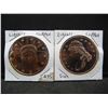 Image 1 : (2) Copper Rounds .999, Draped and Statue of Liberty Design