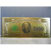 Image 1 : 1928 $5,000 Gold Certificate 24K Gold Foil Note (Not Legal Tender)