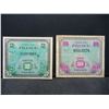 Image 1 : Series of 1944 French 2 & 10 Francs Military Currency.