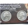 Image 2 : (2) First and Last Washington Silver Quarters:  1832 and 1964 Bust.  Nice Circ condition