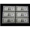 Image 1 : (6) 1957 Silver Certificate Consecutive Serial # Notes.  Slight handling marks.  Uncirculated.