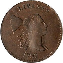 Lot 8 - 1797 Half Cent. 1 above 1, plain edge C1 R2 PCGS AU58