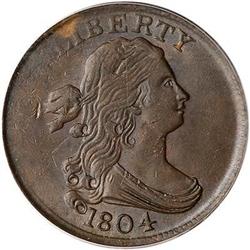 Lot 9 - 1804 Draped Bust Half Cent. Plain 4, PCGS MS63BN