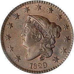 Lot 21 - 1829 Coronet Head Cent. Large letters PCGS MS63BN