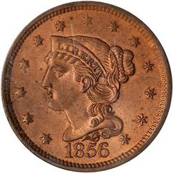 Lot 25 - 1856 Large Cent N14 R1 Slanting 5. PCGS MS64RD