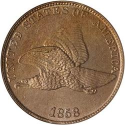 Lot 30 - 1858 Flying Eagle Cent. 8 over 7 NGC MS65