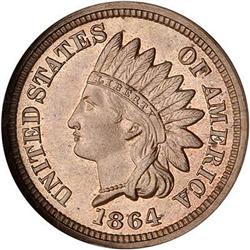 Lot 37 - 1864 Indian Head Cent. Copper-nickel NGC PF64