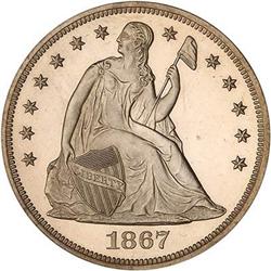 Lot 641 - 1867 Liberty Seated Dollar PCGS PR64DCAM