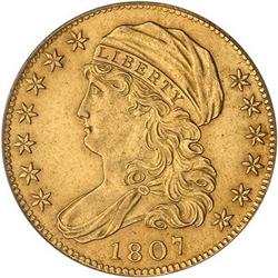 Lot 1164 - 1807 $5 Capped Draped Bust. Bust left PCGS AU58