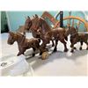 Image 2 : Lot of 4 Vintage Cast Iron Clydsdale Horses Big ones are on Rollers.