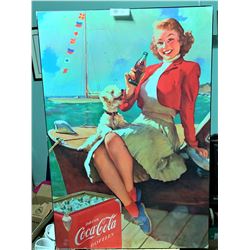 Vintage Reproduction Coca Cola Sign On Pressboard 24.5x36.5" H