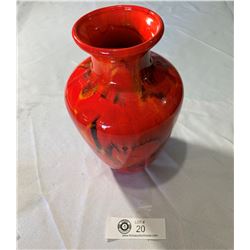 Vintage Mid Century Modern Red Ceramic Vase Very Nice.