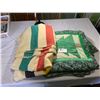 Image 1 : Lot of 2 Blankets. Hudson's Bay Point Blanket and A Quilt  Bay Blanket has a bit of Damage