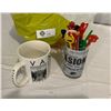 Image 1 : Vancouver Souvenir Lot. Starbucks Mug and Vancouver Sun Glass with Stir Sticks