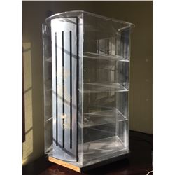 Rotating Display Case. With Slanted Shelves. Locks but Key is Missing. Unlocked.