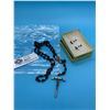 Image 1 : Vintage Rosary and Vintage Earrings with Black Stone