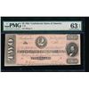 1864 $2 Confederate States of America Note PMG 63EPQ