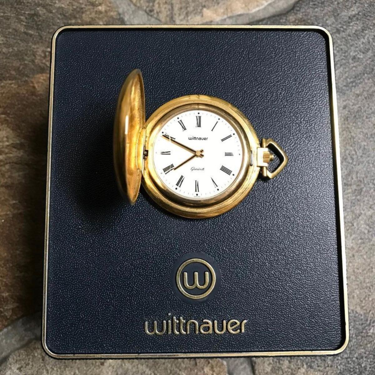 Vintage Wittnauer Longines Gold Pocket Watch With Case