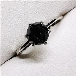 14K White Gold Black Diamond(0.95ct) (1.82Gm) Ring (~Size 6), Made in Canada, Appraised Retail $1920