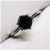 Image 1 : 14K White Gold Black Diamond(0.95ct) (1.82Gm) Ring (~Size 6), Made in Canada, Appraised Retail $1920