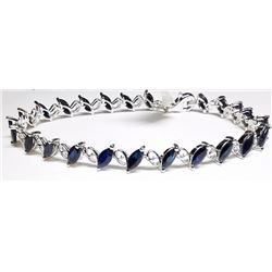 Silver Natural Sapphire(6.8ct) (8.95Gm) Bracelet (~length 7cm), Appraised Retail $800
