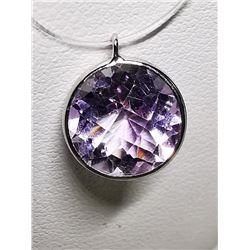14K White Gold Amethyst "Rose Defrance"(3.2ct) "Invisible Necklace" Necklace (~length 18cm), Made in