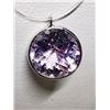 Image 1 : 14K White Gold Amethyst "Rose Defrance"(3.2ct) "Invisible Necklace" Necklace (~length 18cm), Made in