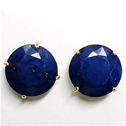 14K Yellow Gold Blue Sapphire(9ct) (2.34Gm) Stud Earrings Earrings, Made in Canada, Appraised Retail