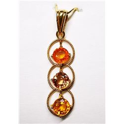 18K Yellow Gold Fancy Color Sapphire(1.6ct)((1.16gm)ct) Pendant, Made in Canada, Appraised Retail $2