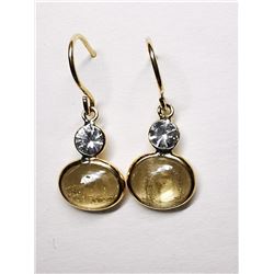 10K Yellow Gold Rare Color Changing Zultanite(2.8ct) White Sapphire(0.45ct) (1.16Gm) Hook Earrings E