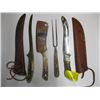 Image 1 : Set of 3 knives & fork 2 leather sheaths, cleaver