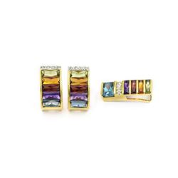 H. Stern Gold/Gemstone Pendant and Earring Set