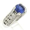 Image 1 : 14k White Gold 2.50 ctw FINE Tanzanite Solitaire Round Diamond Open Milgrain Rin