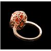 Image 3 : 5.66 ctw Coral and Diamond Ring - 14KT Rose Gold
