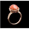 Image 4 : 5.66 ctw Coral and Diamond Ring - 14KT Rose Gold