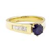 Image 1 : 1.60 ctw Blue Sapphire and Diamond Ring - 14KT Yellow Gold