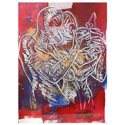 Mark Kostabi "Celebrating The Infinite" Hand Signed Original Artwork with COA.