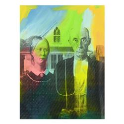 Steve Kaufman (1960-2010), "American Gothic" Hand Painted Limited Edition Silkscreen on Canvas (36" 
