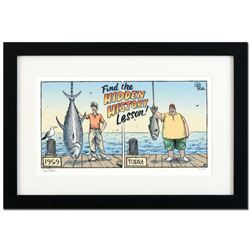 Bizarro! "Hidden History" is a Framed Limited Edition Hand Signed by creator Dan Piraro; Numbered wi