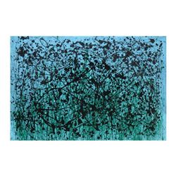 Renatta, "Between Heaven and Earth" Original Mixed Media Acrylic and Shadecloth on Canvas, Hand Sign