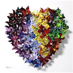 Patricia Govezensky- Original 3D Metal Art on Wood "Heart"