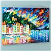 Image 3 : Leonid Afremov (1955-2019) "Portofino Harbor, Italy" Limited Edition Giclee on Canvas, Numbered and 