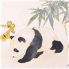 Image 2 : Caroline Young, "Panda and Butterflies II" Framed Original Gouache Painting on Mother of Pearl Paper