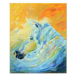 Elliot Fallas, "Blue Thunder" Original Oil Painting on Canvas, Hand Signed with Letter of Authentici