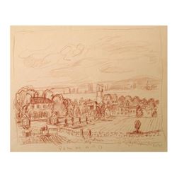 Wayne Ensrud "View of Pommard, Burgundy" Pastel Original Artwork; Hand Signed; COA