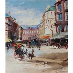 Shalva Phachoshvili- Original Oil on Canvas "Horse-drawn Carriages"