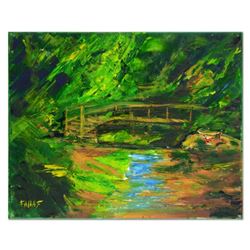 Elliot Fallas, "Magic Bridge" Original Oil Painting on Canvas, Hand Signed with Letter of Authentici