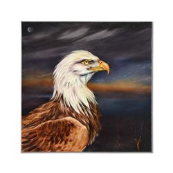 Martin Katon, "Light in the Night (North American Bald Eagle)" Original Oil Painting on Canvas, Hand